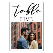 Eenvoudig zwart Script Modern Couple Photo Wedding Kaart (Achterkant)