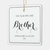 Eenvoudig zwart script Modern First Christmas Brot Keramisch Ornament (Links)