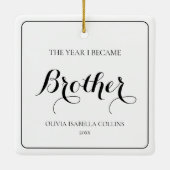Eenvoudig zwart script Modern First Christmas Brot Keramisch Ornament (Achterkant)
