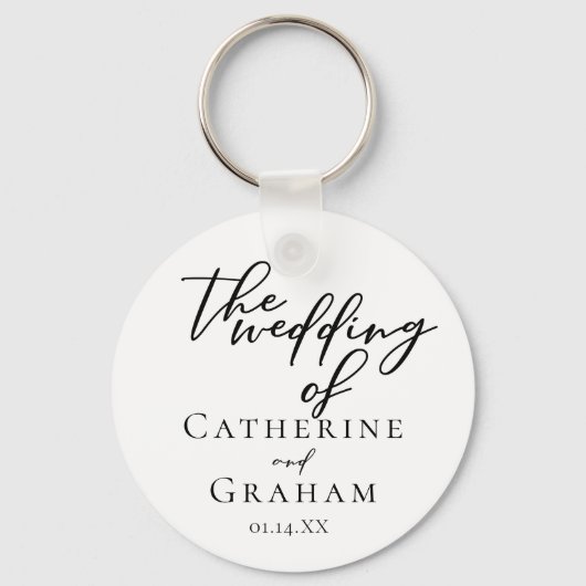 Eenvoudig zwart script moderne formele bruiloft sleutelhanger (Voorkant)