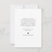 eenvoudig zwart script pasgetrouwden bruiloft foto bedankkaart (Achterkant)