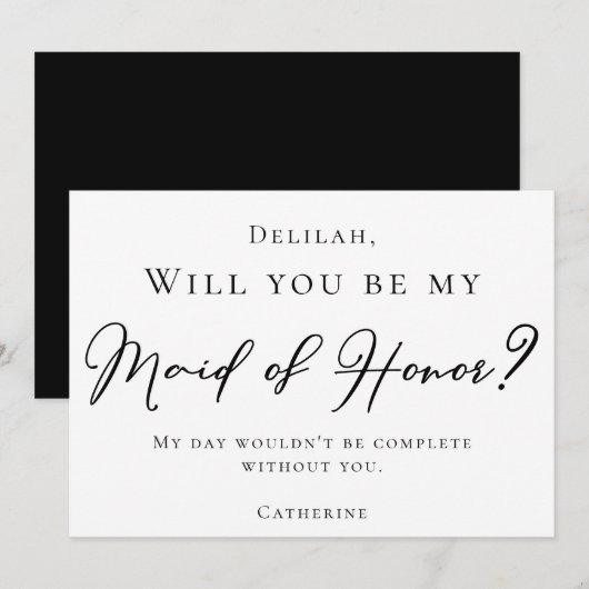 Eenvoudig zwart script zal je mijn dienstmeisje zi kaart (Voorkant / Achterkant)