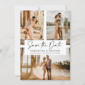 Eenvoudig zwart sparen datum 3 de collage van het  save the date (Voorkant)
