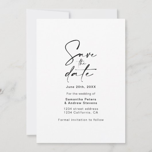 Eenvoudig zwart sparen datum 3 de collage van het  save the date (Achterkant)