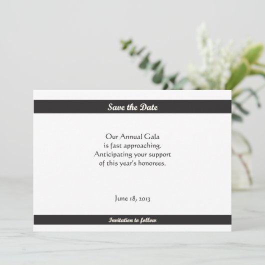 Eenvoudig zwart Stropdas, bespaart de Dates Save The Date (Staand voorkant)