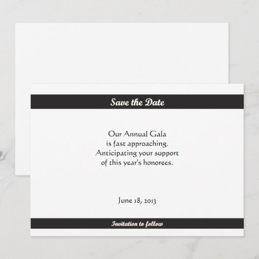 Eenvoudig zwart Stropdas, bespaart de Dates Save The Date (Voorkant / Achterkant)