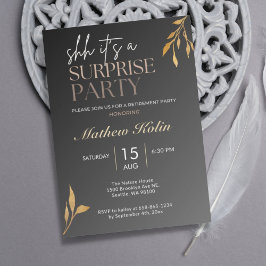 Eenvoudig zwart Surprise Pensioen Party Online Kaart