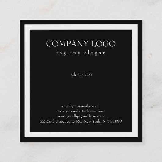 Eenvoudig zwart vierkant vierkante visitekaartje (Achterkant)