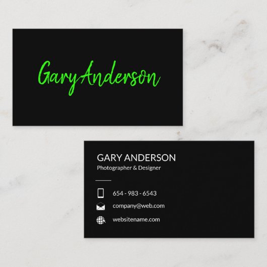 Eenvoudig zwart visitekaartje (Voorkant / Achterkant)