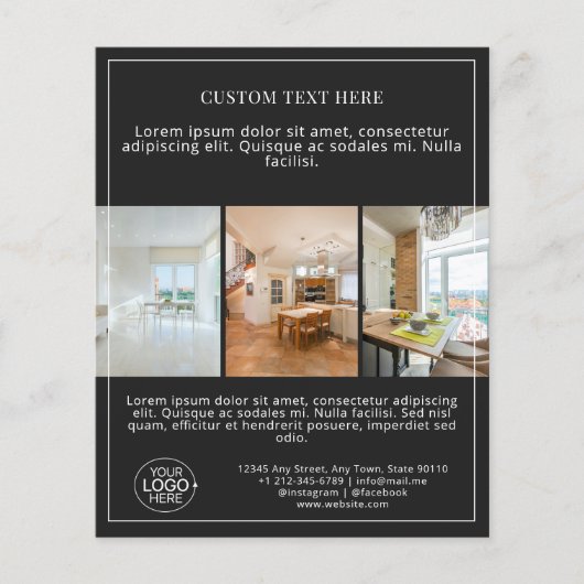 Eenvoudig zwart Voeg uw Logo foto toe Collage Grid Flyer (Voorkant)