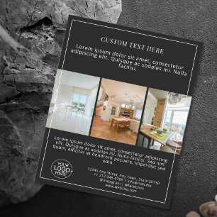 Eenvoudig zwart Voeg uw Logo foto toe Collage Grid Flyer