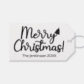 Eenvoudig zwart vrolijk kerstcadeau Label Cadeaulabel (Voorkant (Horizontaal))