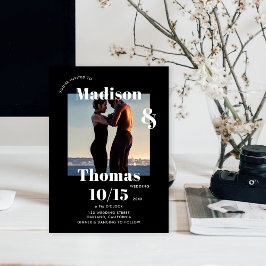 Eenvoudig zwart wit 1 foto vet minimalistische bru kaart