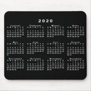 Eenvoudig zwart-wit 2020-kalender muismat