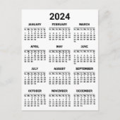 Eenvoudig zwart-wit 2024 jaar in het kort Kalender Briefkaart (Voorkant)