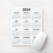 Eenvoudig zwart-wit 2024 jaar in het kort Kalender Muismat (Met muis)