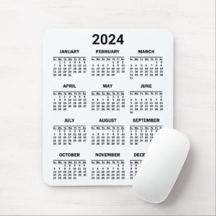 Eenvoudig zwart-wit 2024 jaar in het kort Kalender Muismat