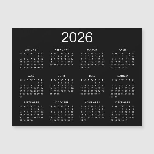 Eenvoudig zwart-wit 2024-kalendermagneet (Voorkant)