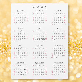 Eenvoudig zwart wit 2025 Nieuwjaar Magnetische kal