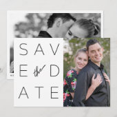 Eenvoudig zwart-wit 2 Foto slaat de datum op Save The Date (Voorkant / Achterkant)