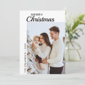 Eenvoudig Zwart Wit 2 Foto Vrolijk Kerstfeest Feestdagenkaart (Staand voorkant)