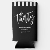 Eenvoudig zwart-wit 30e verjaardagsfeestje seltzer blikjeskoeler (Achterkant)