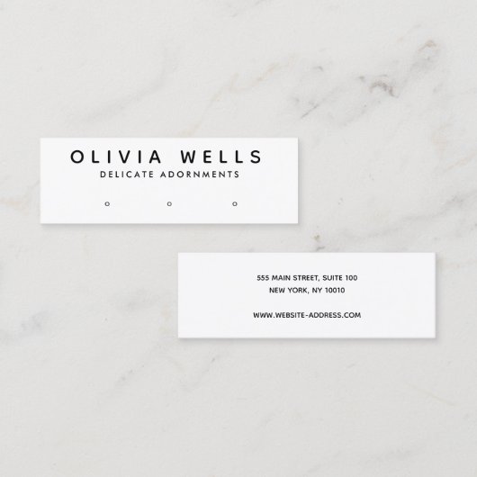 Eenvoudig zwart, wit, 3-eenhoorbaar beeldscherm mini visitekaartje (Voorkant / Achterkant)