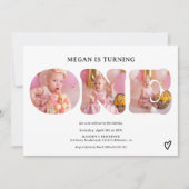 Eenvoudig zwart-wit 3 foto's 1e verjaardag kaart (Voorkant)