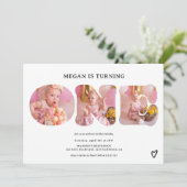 Eenvoudig zwart-wit 3 foto's 1e verjaardag kaart (Staand voorkant)