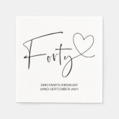 Eenvoudig zwart-wit 40e verjaardag feestdecor servet (Voorkant)