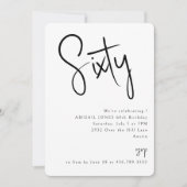 Eenvoudig zwart-wit 60e verjaardagsfeest kaart (Voorkant)