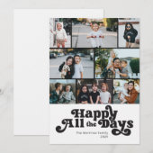 Eenvoudig zwart wit 8 foto feestdagenkaart (Voorkant / Achterkant)