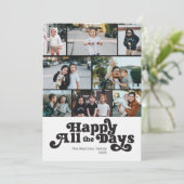 Eenvoudig zwart wit 8 foto feestdagenkaart (Staand voorkant)