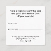 Eenvoudig zwart-wit aanbevelingskaartje (Achterkant)