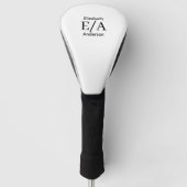 Eenvoudig zwart-wit aangepaste monogram golfheadcover (Voorkant)