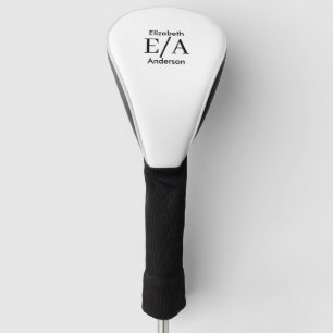 Eenvoudig zwart-wit aangepaste monogram golfheadcover