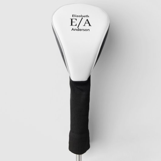 Eenvoudig zwart-wit aangepaste monogram golfheadcover (Voorkant)