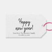 Eenvoudig zwart wit aangepaste script tekst Nieuwj Cadeaulabel (Voorkant (Horizontaal))