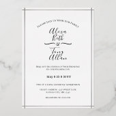 Eenvoudig zwart-wit, aangepaste zilver folie uitnodiging (Voorkant)