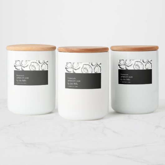 Eenvoudig zwart & wit Abrikozenjam Label Voedselcontainer Etiket (Flessen)