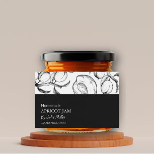 Eenvoudig zwart & wit Abrikozenjam Label Voedselcontainer Etiket