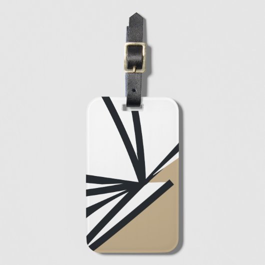 Eenvoudig zwart-wit Abstract Bagagelabel (Voorkant (verticaal))