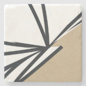 Eenvoudig zwart-wit, Abstracte stone Stenen Onderzetter (Voorkant)