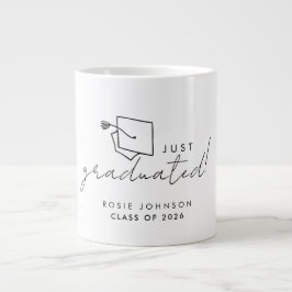Eenvoudig zwart-wit afstudeerbeker cadeau grote koffiekop
