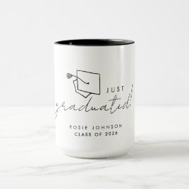 Eenvoudig zwart-wit afstudeerbeker cadeau mok
