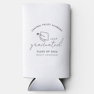 Eenvoudig zwart-wit afstudeercaféregift seltzer blikjeskoeler