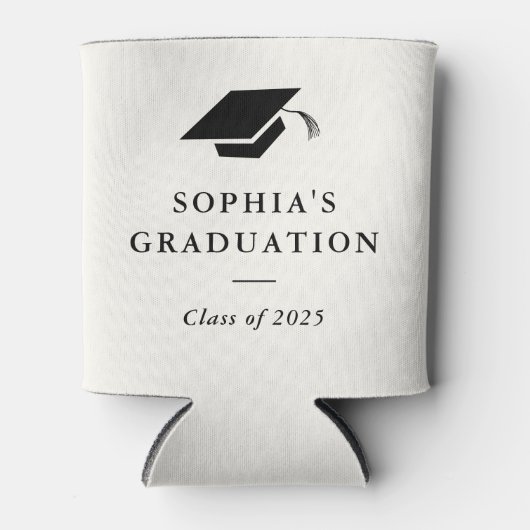 Eenvoudig zwart-wit Afstuderen Blikjeskoeler (Voorkant)