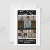 Eenvoudig, zwart-wit Afstuderen Dank u Bedankkaart (Voorkant)