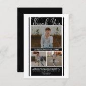 Eenvoudig, zwart-wit Afstuderen Dank u Bedankkaart (Voorkant / Achterkant)