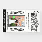 Eenvoudig zwart-wit Afstuderen één foto verticaal Spandoek (Horizontaal)